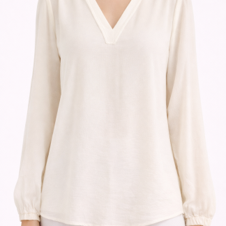 Blusa blanca fluida escote en V – Talla XL