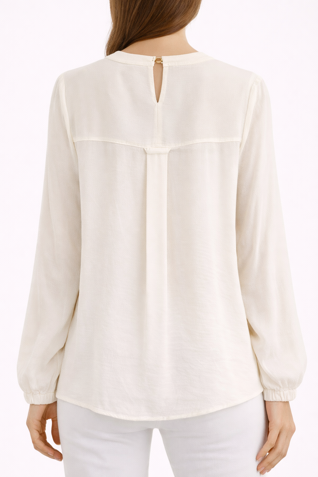 Blusa blanca fluida escote en V – Talla XL - Imagen 2