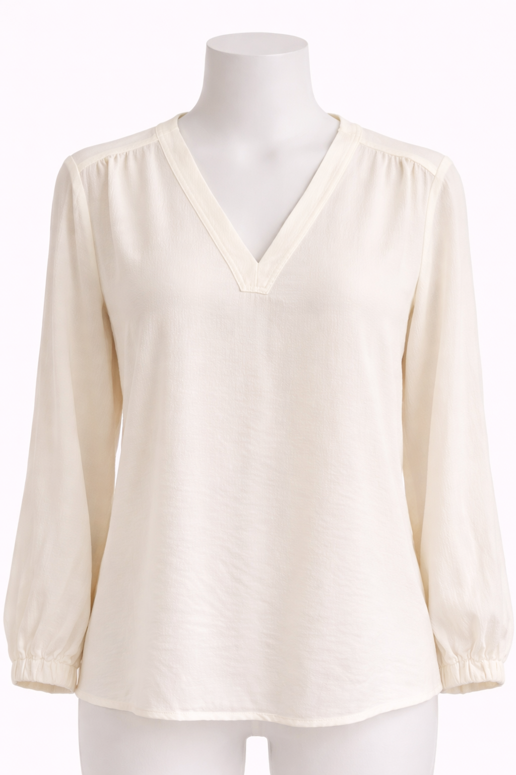 Blusa blanca fluida escote en V – Talla XL - Imagen 4