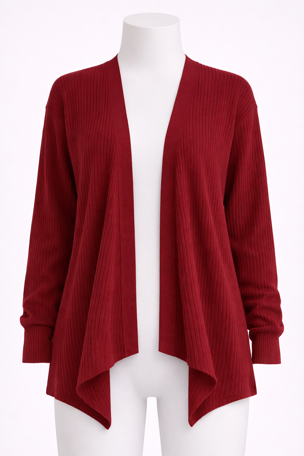 Cardigan abierto rojo vino East – Talla 2XL - Imagen 4