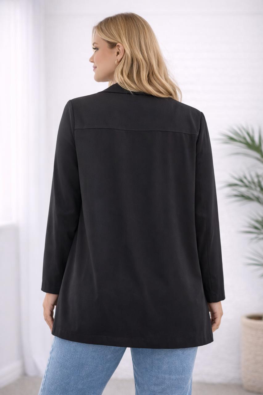 Blazer negro recto sin botones – Talla M - Imagen 2