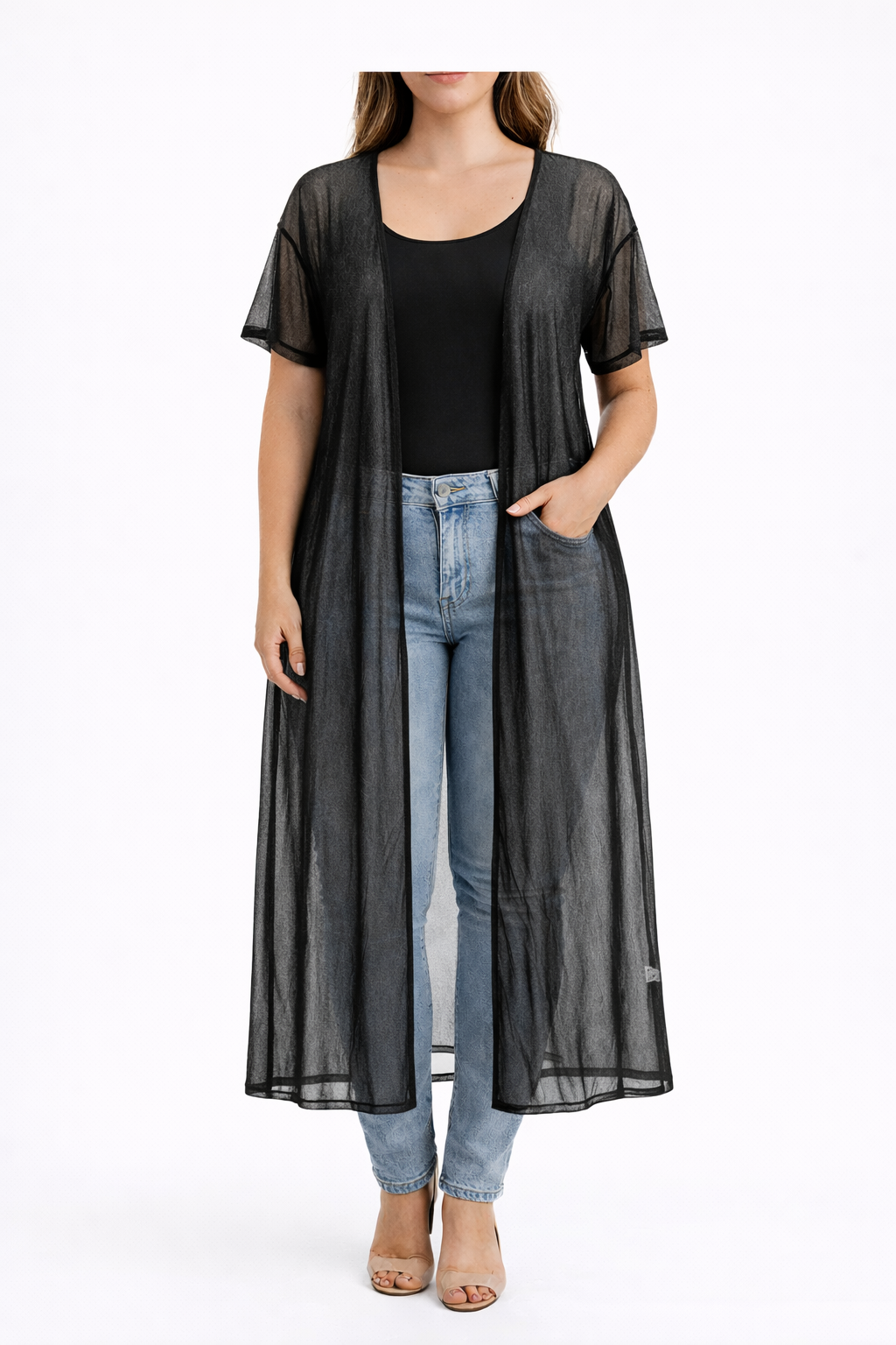 Kimono transparente negro – Talla M