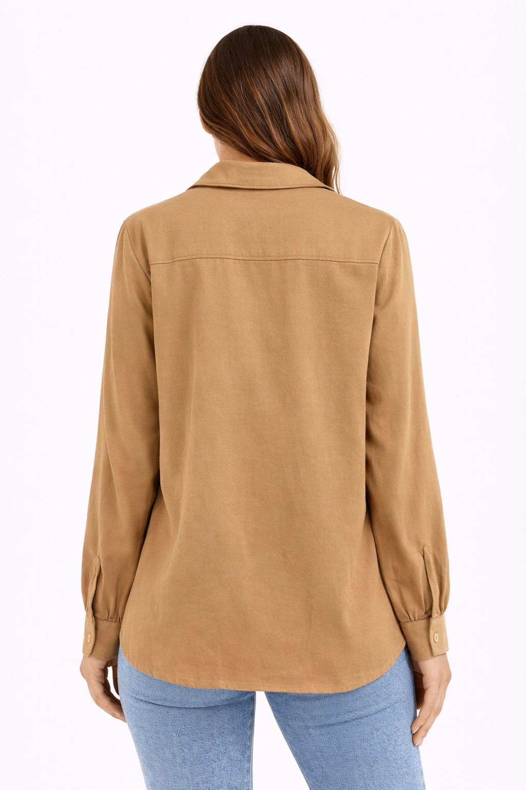 Camisa camel con frunces Wadoos – Talla XL - Imagen 3