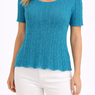 Polera Tejida Crochet Azul Petróleo